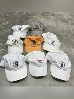 LOT OF 8 US Open Hats USGA MEMBER Peter Millar Ahead 122-126 2015-16 Pinehurst